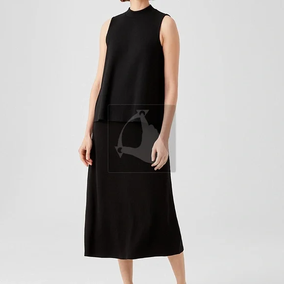 Eileen Fisher Dresses Ribbed Organic Cotton Blend Tank And